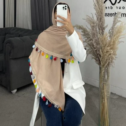 روسری منگوله رنگی