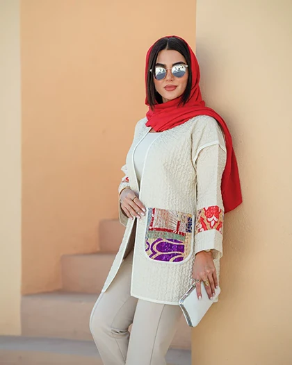 کت دخترانه مدل ژاکارد نوار اوریب کوک دوزی