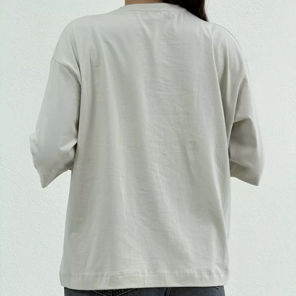 تیشرت باکسی زنانه یقه گرد دو رنگ