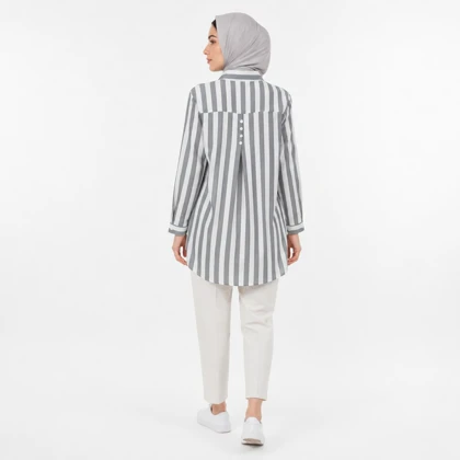 مانتو زنانه اسپرت راه راه کد 113