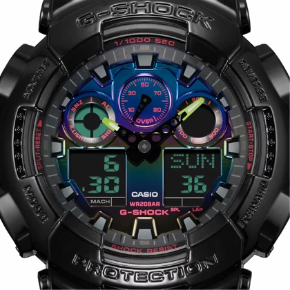 ساعت مچی مردانه کاسیو جی‌شاک (Casio G-Shock) مدل GA-100RGB-1ADR (طراحی گیمینگ و صفحه چندرنگ RGB)