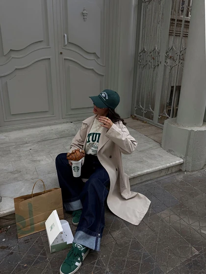 ترنچ کت استخوانی Stradivarius 221