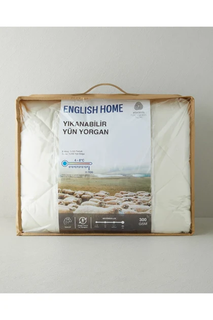 لحاف یک نفره English Home مدل Layna پنبه‌ای با پر پشمی - سفید