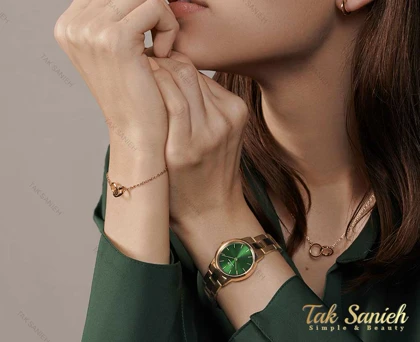 ساعت دنیل ولینگتون زنانه رزگلد سبز سایز کوچک DW-3837-28-L