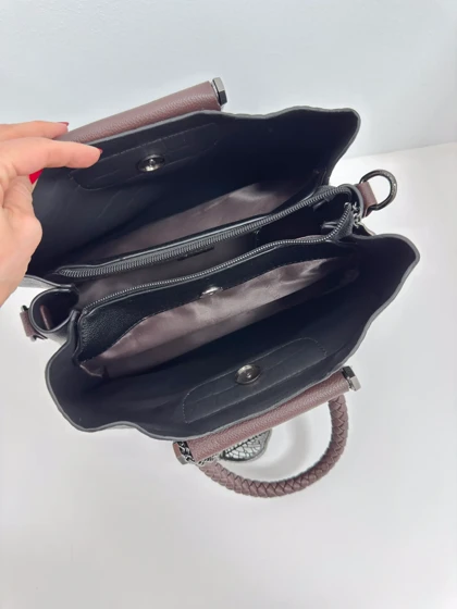 کیف کروکودیلی مات کانگورو دسته قهوه‌ای