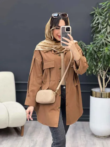مانتو جیب کراواتی آستین پاکتی