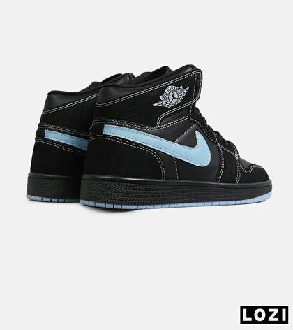 کفش کتانی ساق‌دار مردانه و زنانه مشکی آبی NIKE jordan 1 مدل 7722