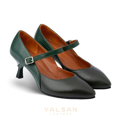 کفش پاشنه‌دار زنانه چرم یلسان مدل اولویا کد 603-PRM