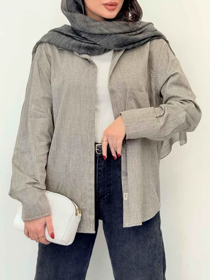 شومیز دکمه مخفی تک جیب