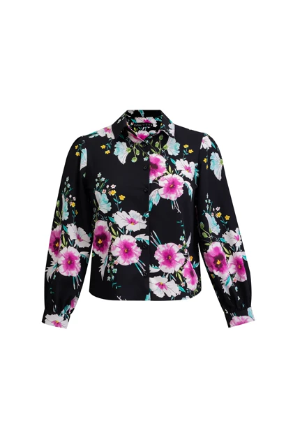 شومیز کرپ گل‌دار - 3148