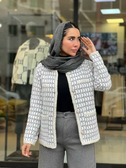 ژاکت بافت دکمه مرواریدی کد 750