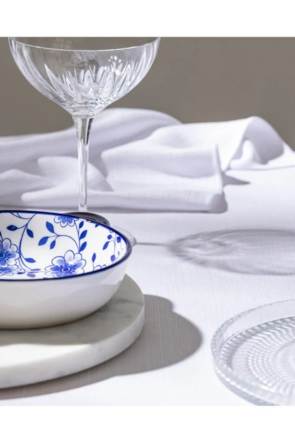 بشقاب سرو Madame Coco مدل Reve Bleu Seren Bone China - آبی/سفید