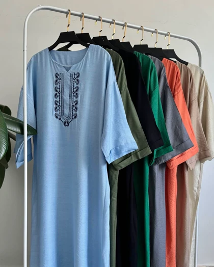 مانتو کفتان برفین با گلدوزی