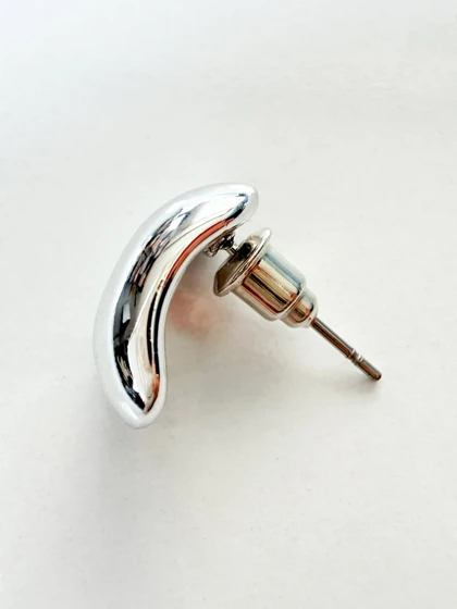 گوشواره آبکاری نقره ای منحنی