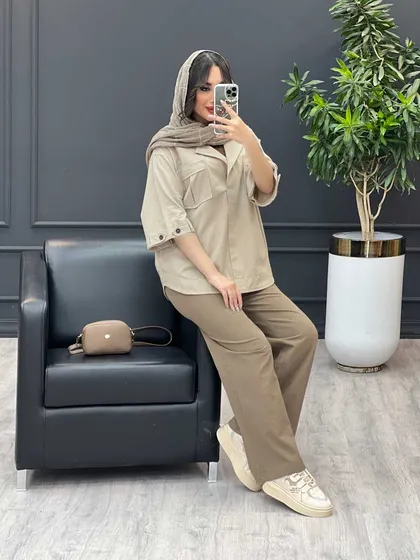 مانتو جلو بسته آستین پاگن