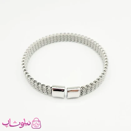 دستبند حصیری مردانه استیل نقره ای رنگ کد 1991