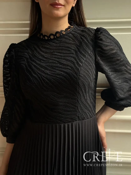 پیراهن گیپور طرحدار دامن پلیسه