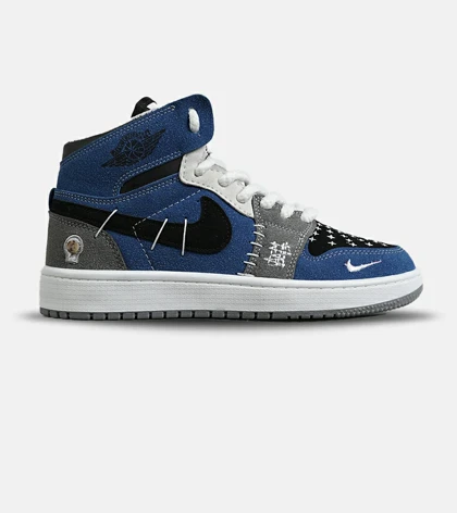 کفش کتانی ساق‌دار مردانه و زنانه آبی طوسی مشکی نایک NIKE jordan Vodoo مدل 8067