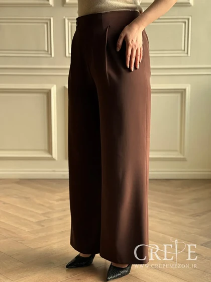 شلوار از بالا گشاد کرپ زارا پیله دار قد 108