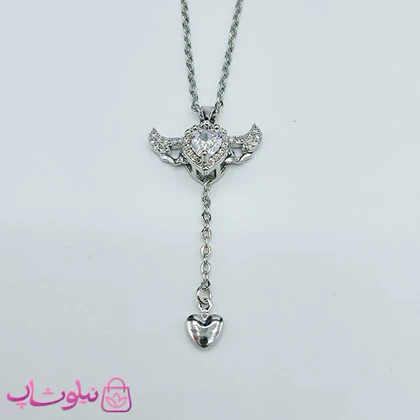 گردنبند دخترانه نقره ای مدل قلب بالدار متحرک کد 1188 (کپی)