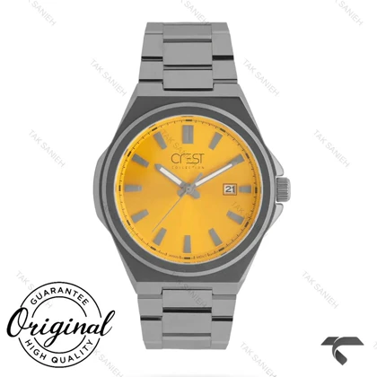 ساعت کرست مردانه 6321-4 دودی صفحه زرد Crest-10997-G