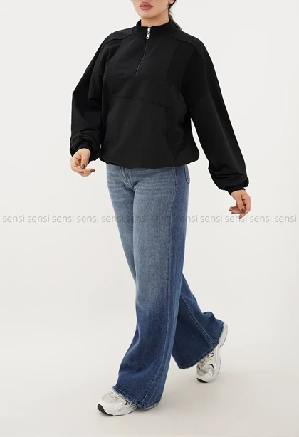 دورس نیم زیپ یقه کبریتی کد1004529