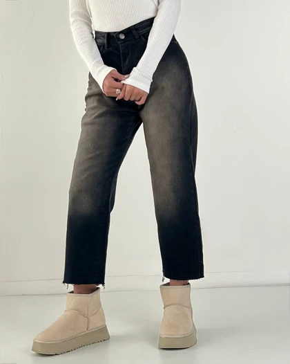 شلوار استریت پایین کات مشکی  کد 1000219