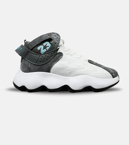 کفش کتانی ساق‌دار مردانه سفید طوسی Nike air jordan 23