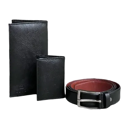ست هدیه سه تکه کیف پول و کمربند و جاکارتی مردانه چرمی gucci LUXURY-2934