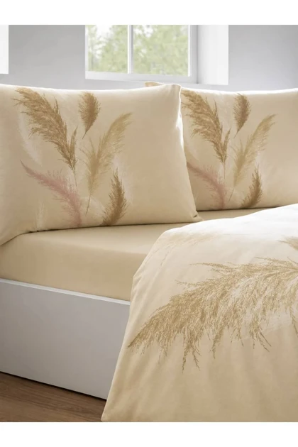 سرویس روتختی دو نفره Özdilek مدل Silver Grass پنبه - کرم