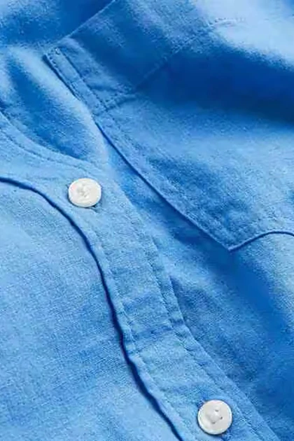 شومیز لینن آبی کاربنی CH&M210