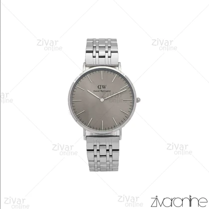 ساعت دنیل ولینگتون مردانه گرد نقره ای صفحه طوسی خطی 106289