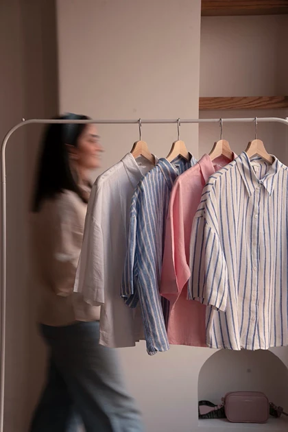 شومیز باکسی لینن H&M225