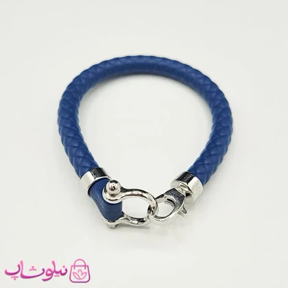 دستبند امگا رابر سرمه ای مردانه قفل نقره ای کیفیت مستر کد 650
