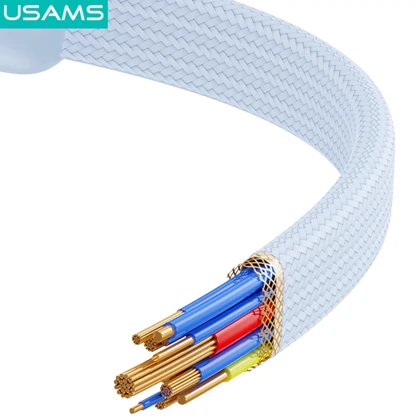 کابل تایپ سی یوسامز US-SJ651 با نمایشگر و توان 66 وات 1.2 متر