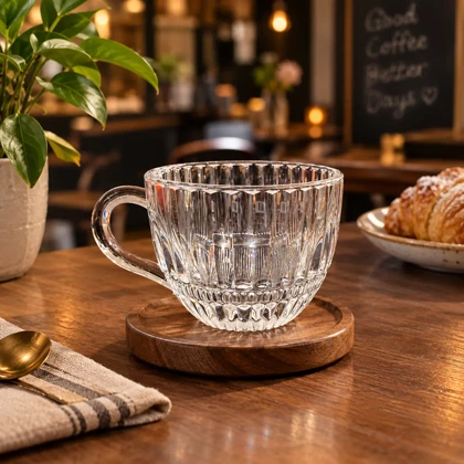 فنجان چای خوری شیاردار DELI GLASS