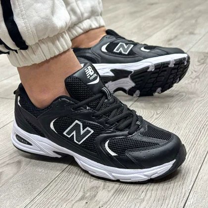 کتانی نیوبالانس 530 مشکی سفید مردانه زنانه رویه بافت- 530 new balance