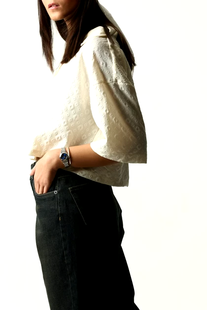 شومیز باکسی کراپ یقه انگلیسی زنانه