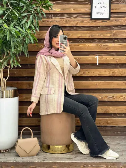 مانتو کتی راه راه جلو باز
