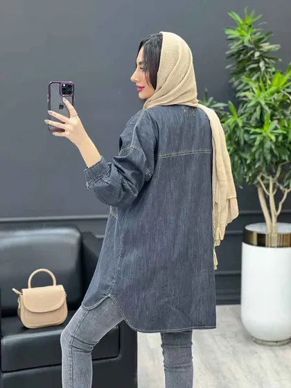 مانتو جین برش‌دار