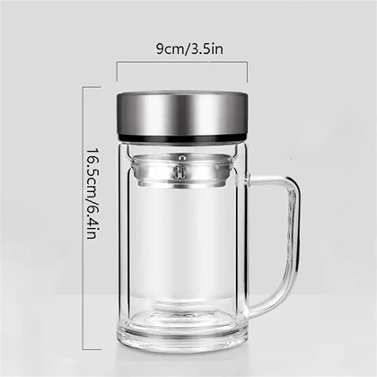 لیوان دمنوش پیرکس دوجداره شفاف