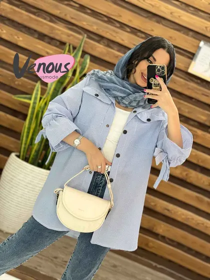 مانتو راه راه آستین کش
