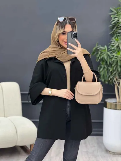 مانتو تک جیب جلو دکمه