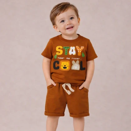 تیشرت و شلوارک اسپورت stay cool آجری