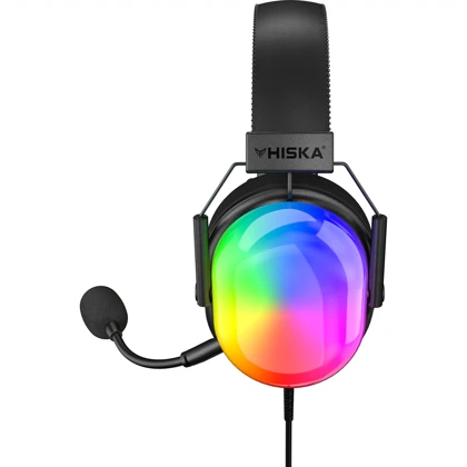 هدفون و هدست گیمینگ سیمی هیسکا Hiska مدل GHR-07 با نور RGB