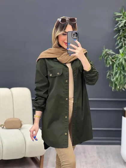 مانتو جیب نما بغل زیپ طنین