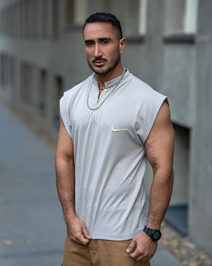 رکابی ورزشی وست NIKE نیم زیپ طوسی