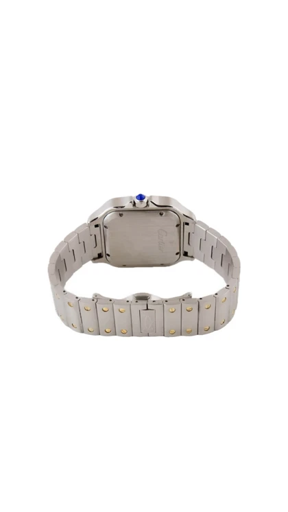 ساعت کارتیر سانتوس فلزی مردانه دورنگ طلایی صفحه سفید Cartier Santos metal