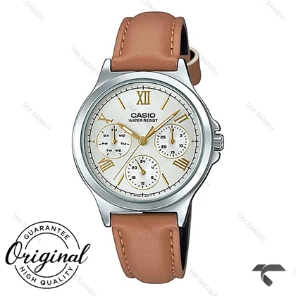 ساعت کاسیو LTP-V300L-7A2 زنانه بند چرم قهوه ای روشن Casio-10342-L