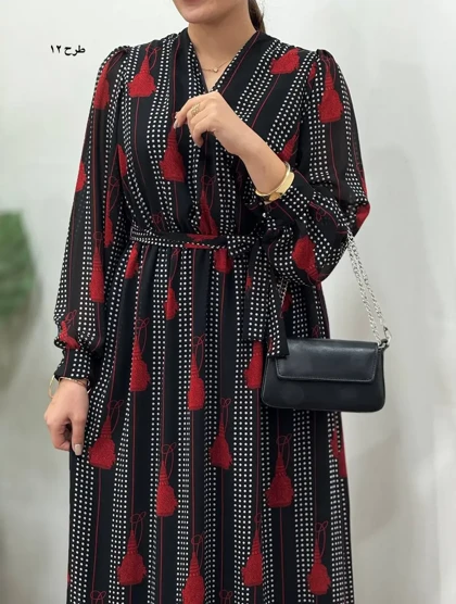 پیراهن بلند حریر آستردار آوا کد 4397